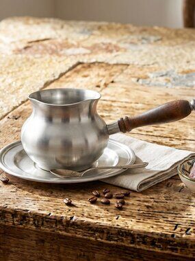 Vintage Preisner Pewter Pipkin Pot & Underplate - Artisan Crafted